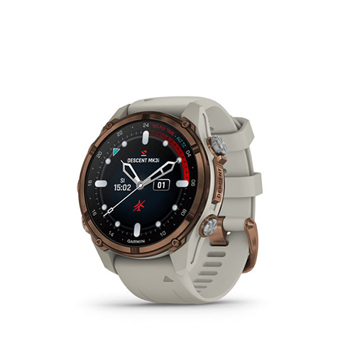 [가민/GARMIN] Descent Mk3i 43mm (디센트 MK3i 43mm) 브론즈 PVD 티타늄 프렌치 그레이 실리콘 밴드